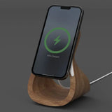 HaloDock MagSafe Stand — Wood-Look iPhone Dock