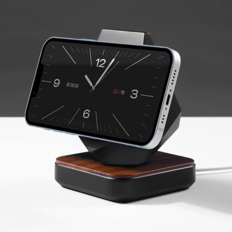 GeoStone MagSafe iPhone Stand — Wood-Look Desk Charger