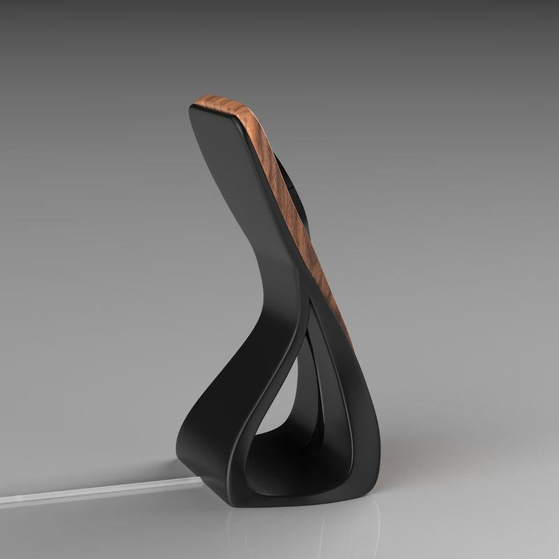 WaveCraft MagSafe iPhone Stand — Wood-Look Desk Charger