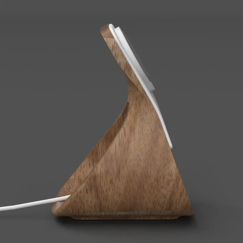 HaloDock MagSafe Stand — Wood-Look iPhone Dock