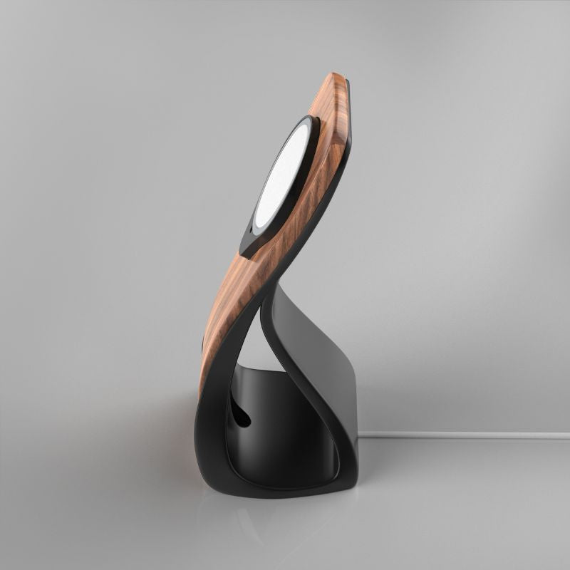 WaveCraft MagSafe iPhone Stand — Wood-Look Desk Charger