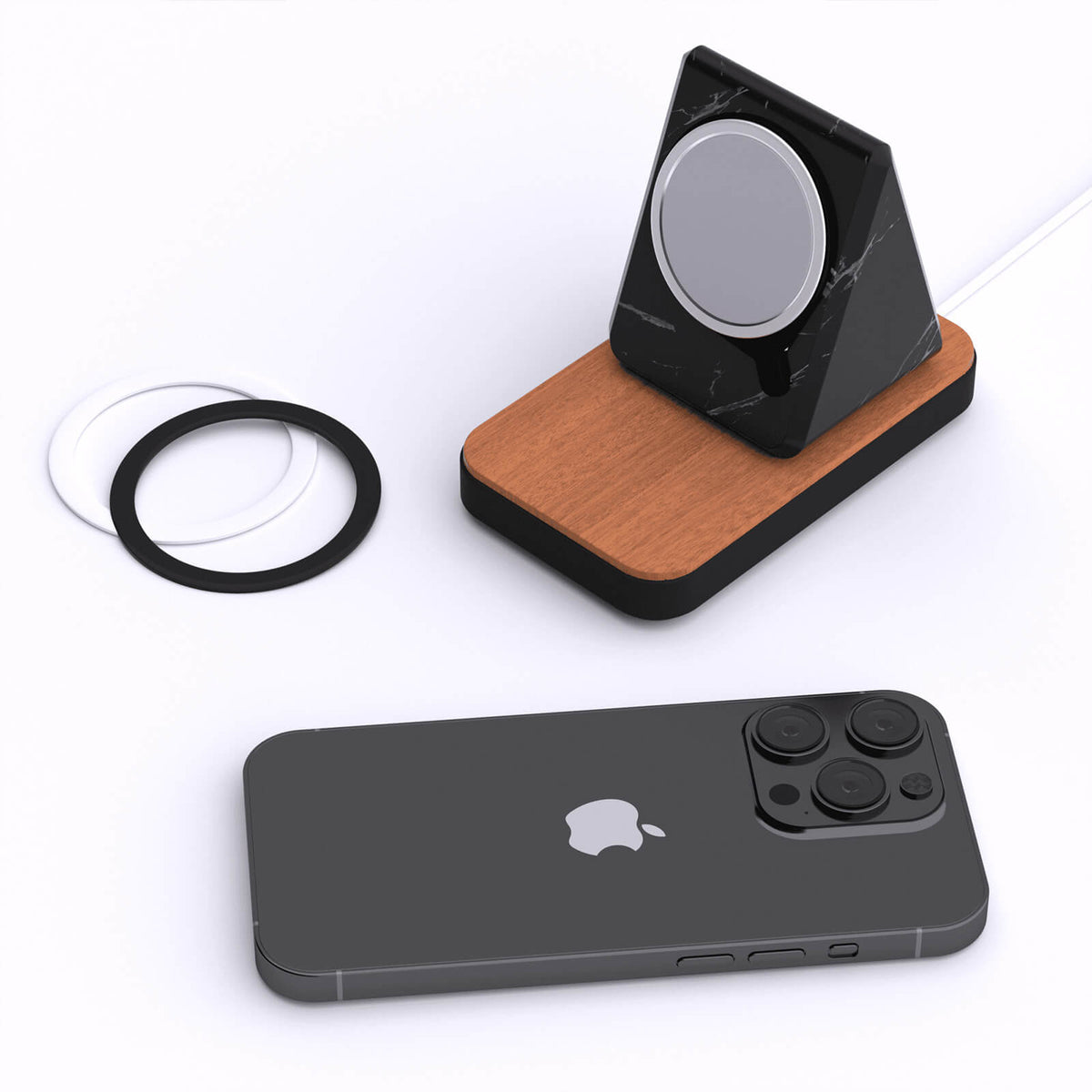 Island MagSafe Stand — Natural Wood-Look Phone Dock