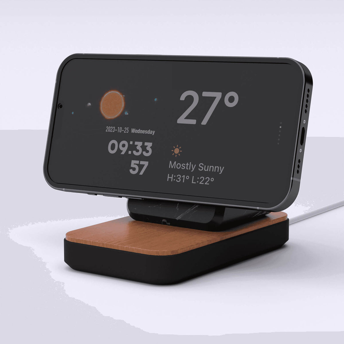 Island MagSafe Stand — Natural Wood-Look Phone Dock