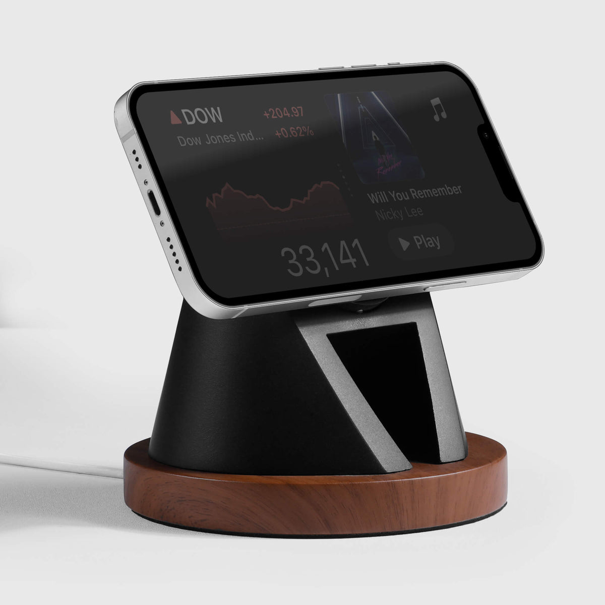 Lighthouse MagSafe Stand — Wood-Look iPhone Charger