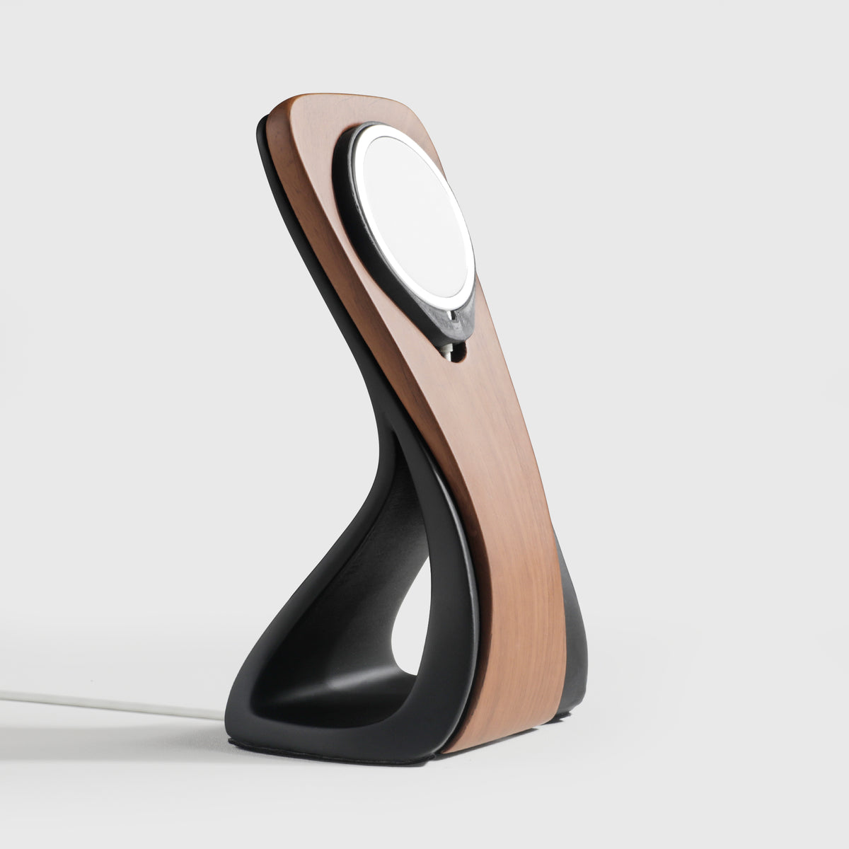 WaveCraft MagSafe iPhone Stand — Wood-Look Desk Charger