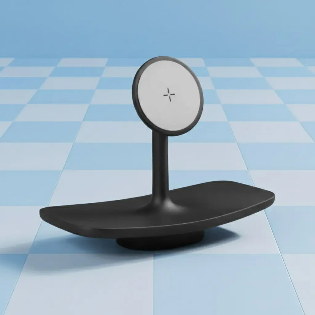 Black Tray Wood-Look Wireless Charging Pad