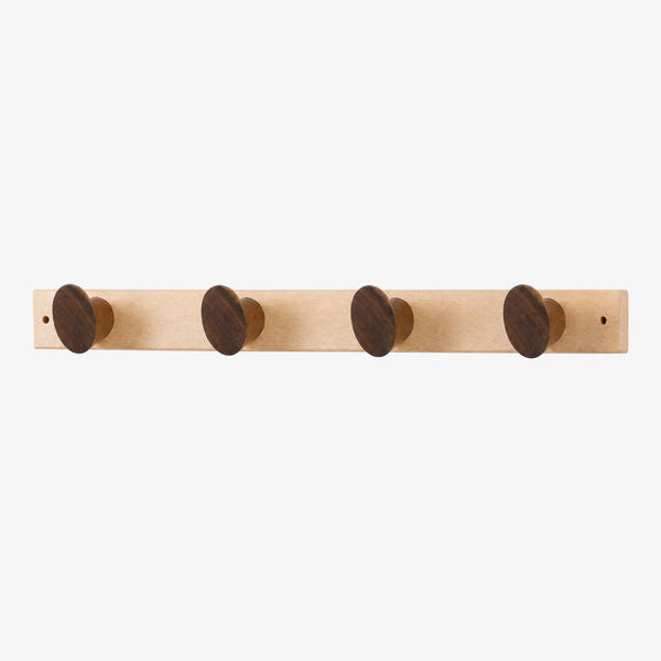 Boot Profile Walnut Wall Row of 4-Hooks
