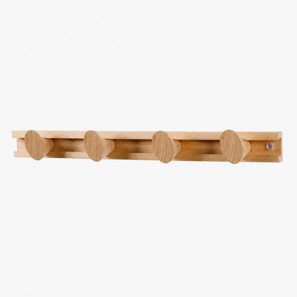 Boot Profile Sliding Wooden Beech Wall Row of 4-Hooks