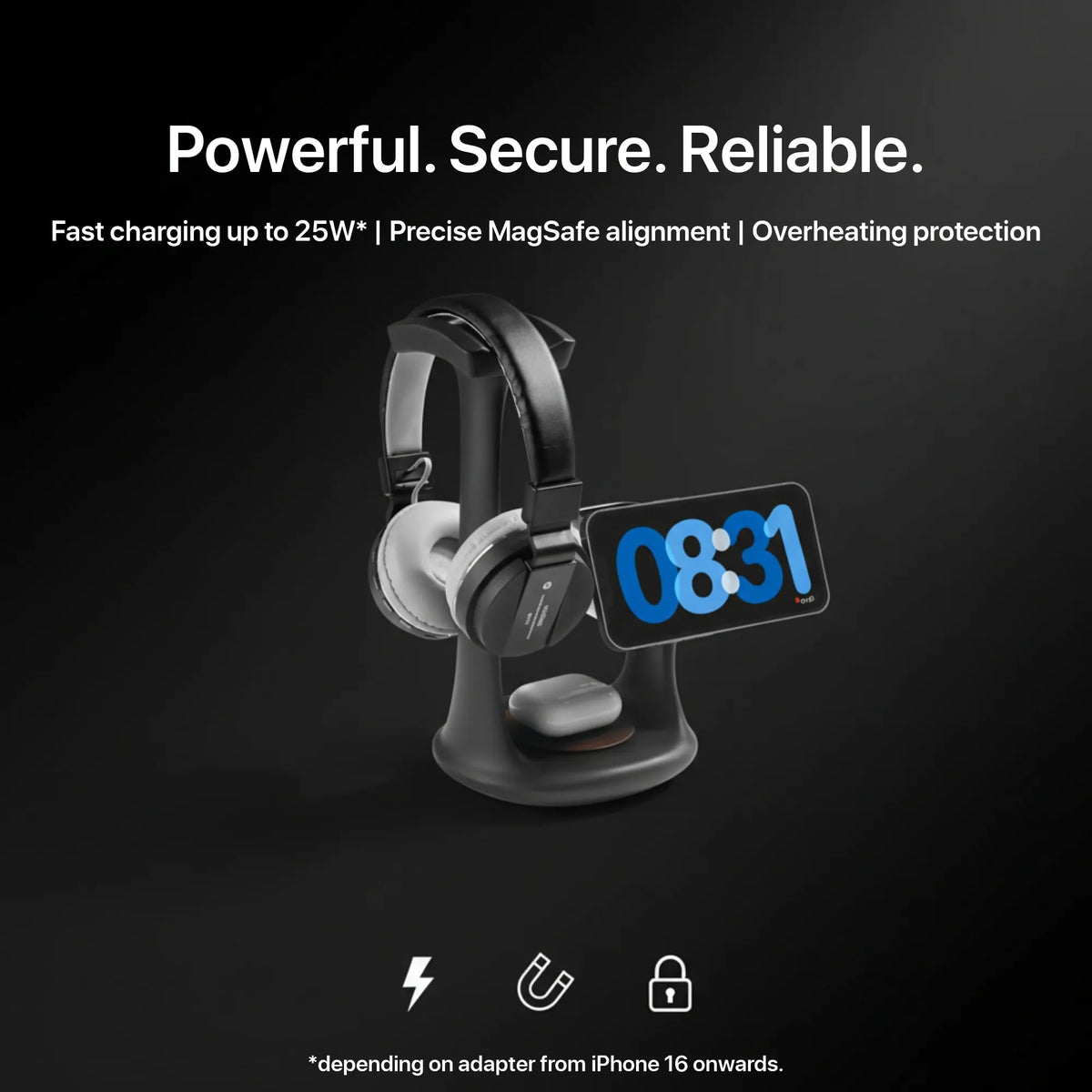 Helmet — Wood-Look Wireless Charger Stand 30W
