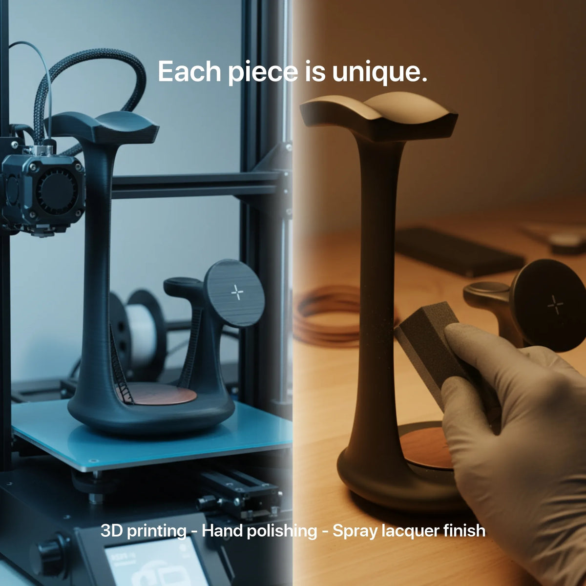 Helmet — Wood-Look Wireless Charger Stand 30W