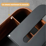 Designer Wooden Tissue Box Cover with Storage