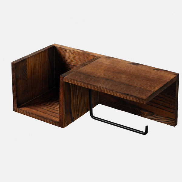 Pine Toilet Paper Holder With Shelf