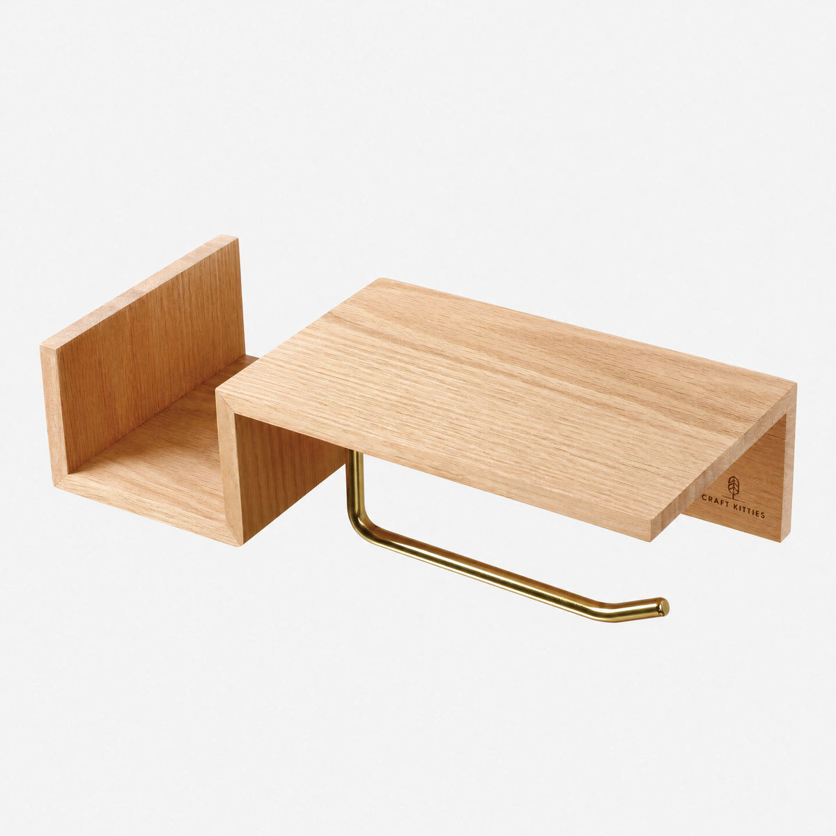 Red Oak Toilet Paper Holder With Shelf