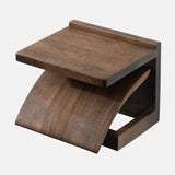 Walnut Wood Toilet Paper Holder — Wall Mount with Shelf