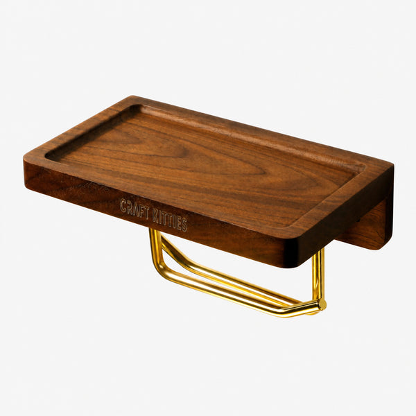 Walnut Toilet Paper Holder | Double Brass Tube