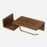 Walnut Toilet Paper Holder With Shelf