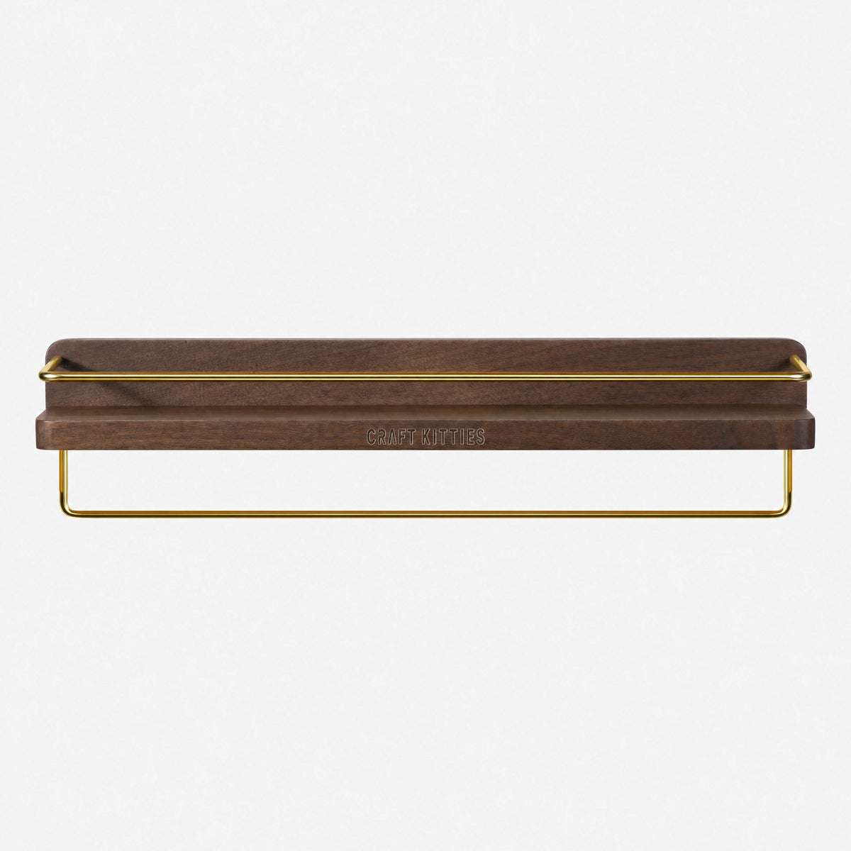 Wood Bathroom Wall Shelf with Towel Bar
