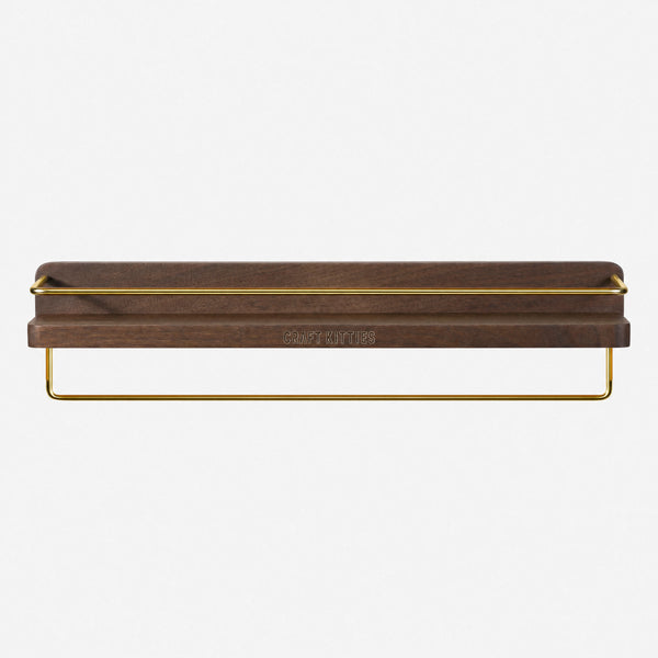 Walnut Wall Shelf With Towel Bar