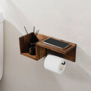Pine Toilet Paper Holder With Shelf