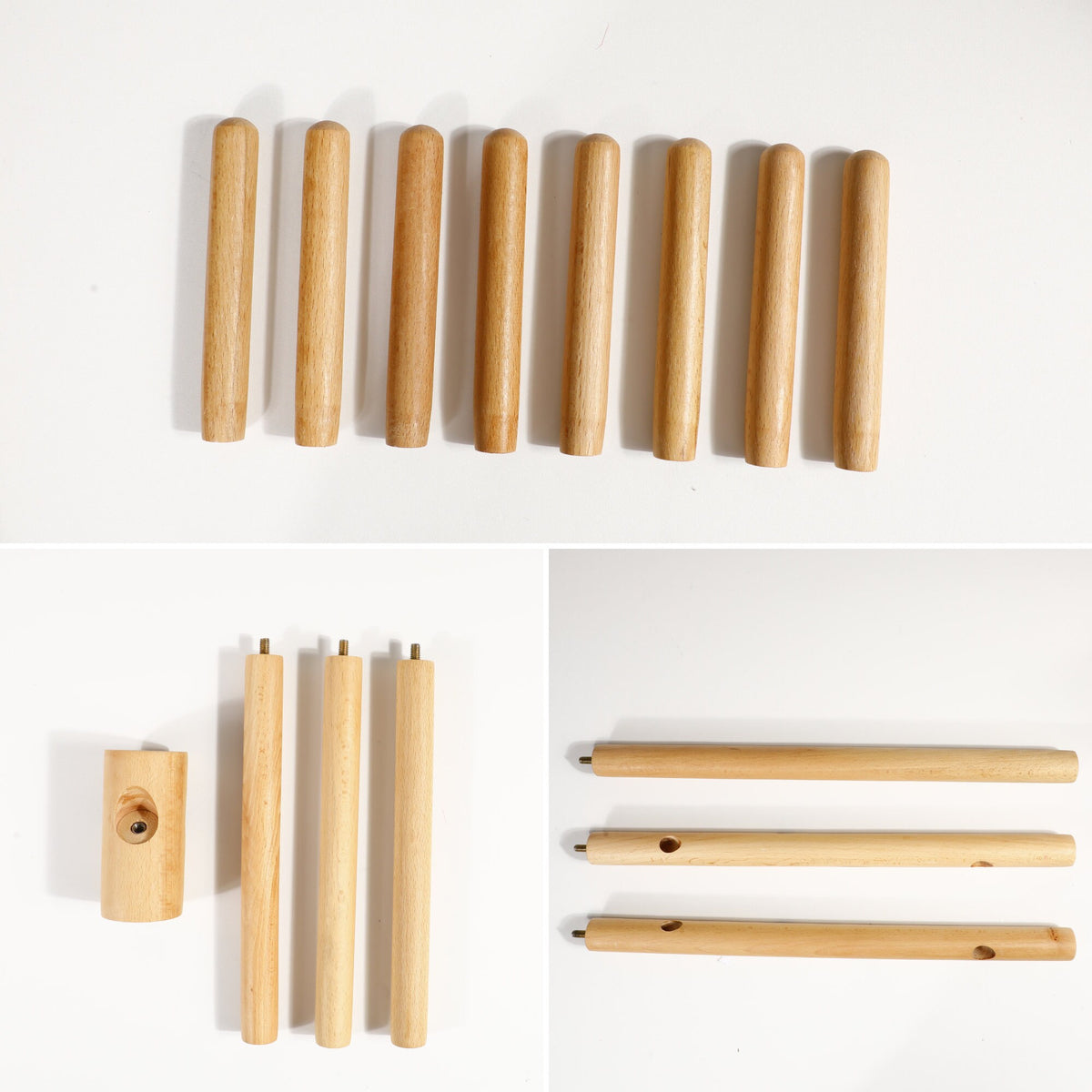 Freestanding Wood Coat Rack — Solid Beech, Height Adjustable