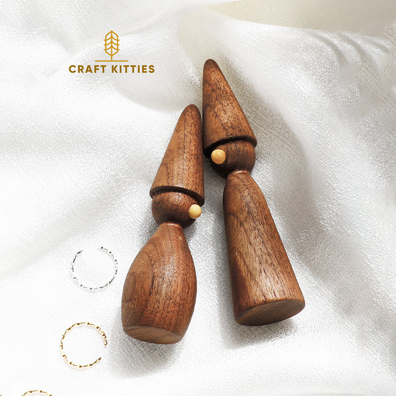 Wooden Ring Holder Set of 2 — Walnut Cone Display