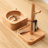 Hardwood 2-Tier Valet Tray — Double Layer Desk Organizer
