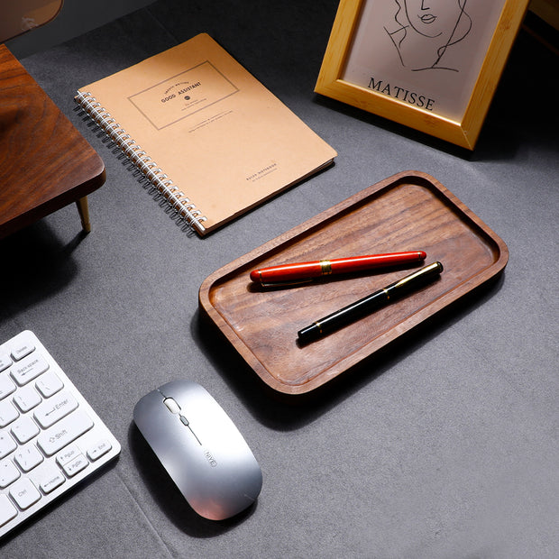 Rectangle Walnut Storage Tray | Office Bedroom Desk Tray