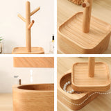 Hardwood 2-Tier Valet Tray — Double Layer Desk Organizer