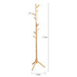 Freestanding Wood Coat Rack — Solid Beech, Height Adjustable