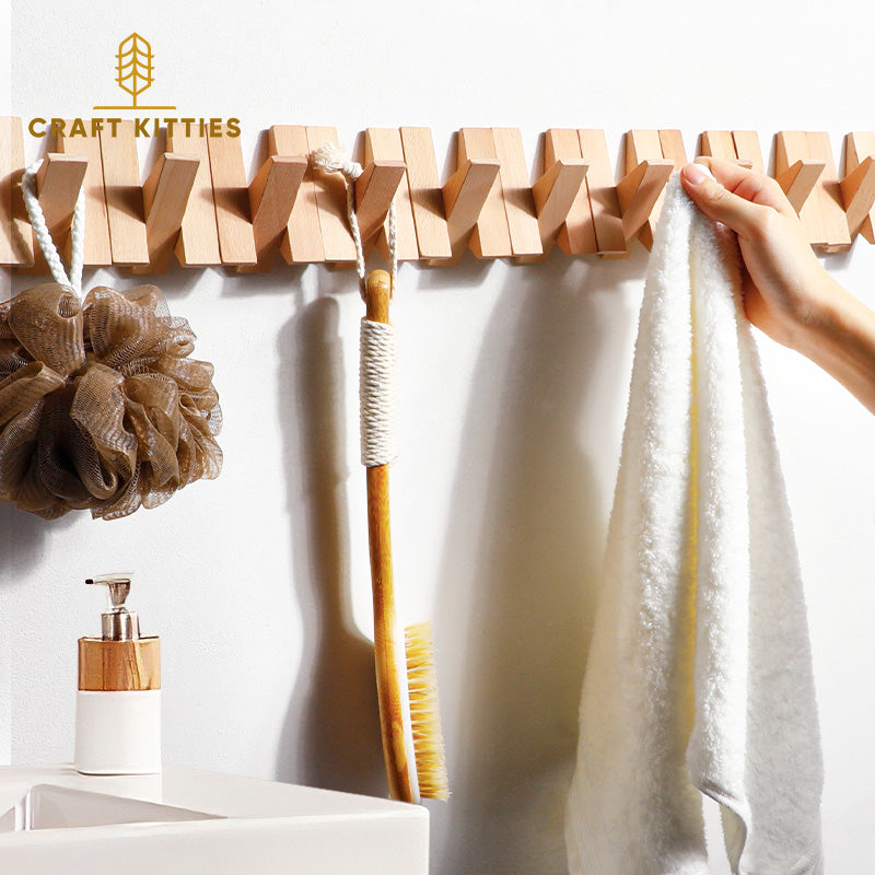 Solid Wood Wall Hooks — Swivel Coat & Towel Hook