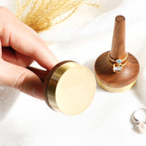 Walnut Wood Ring Holder with Solid Brass Base