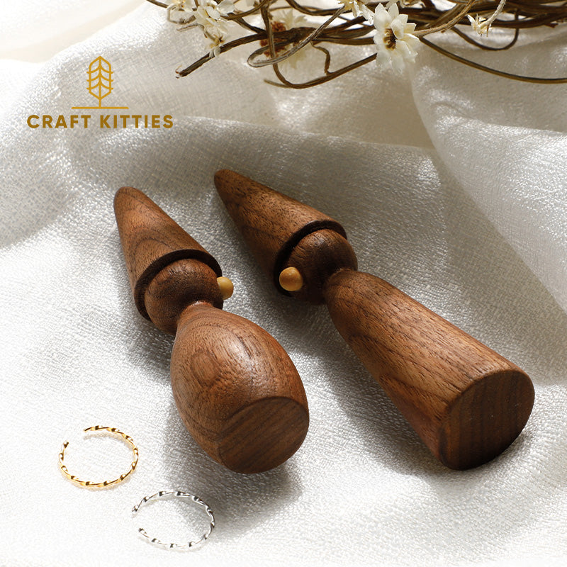 Wooden Ring Holder Set of 2 — Walnut Cone Display