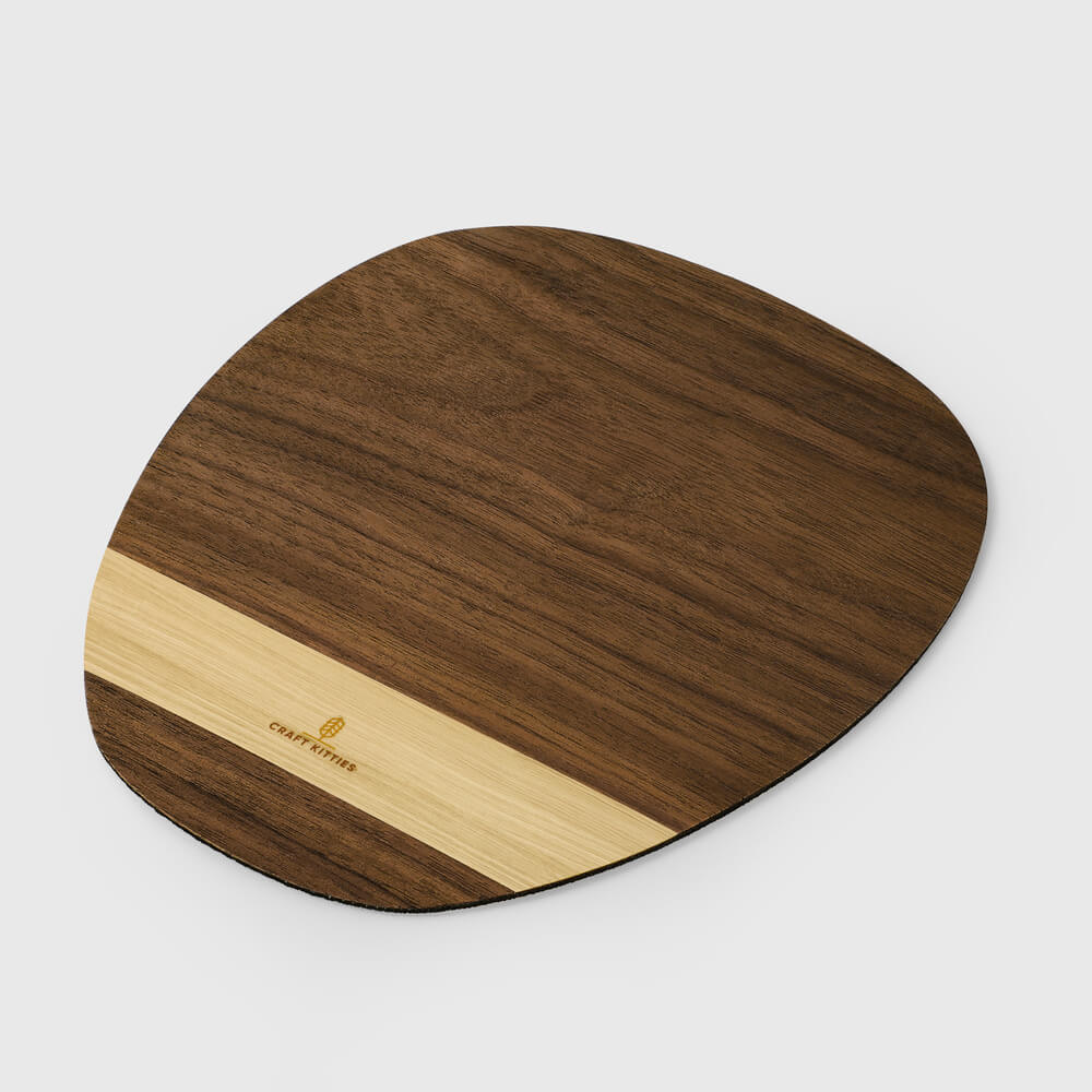 Walnut&Ash Stripe Wooden Mouse Pad | Oval