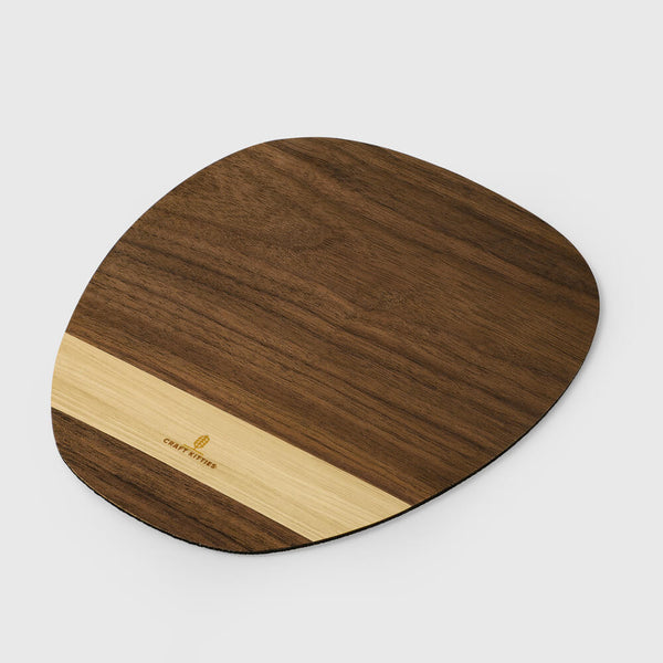 Walnut&Ash Stripe Wooden Mouse Pad | Oval