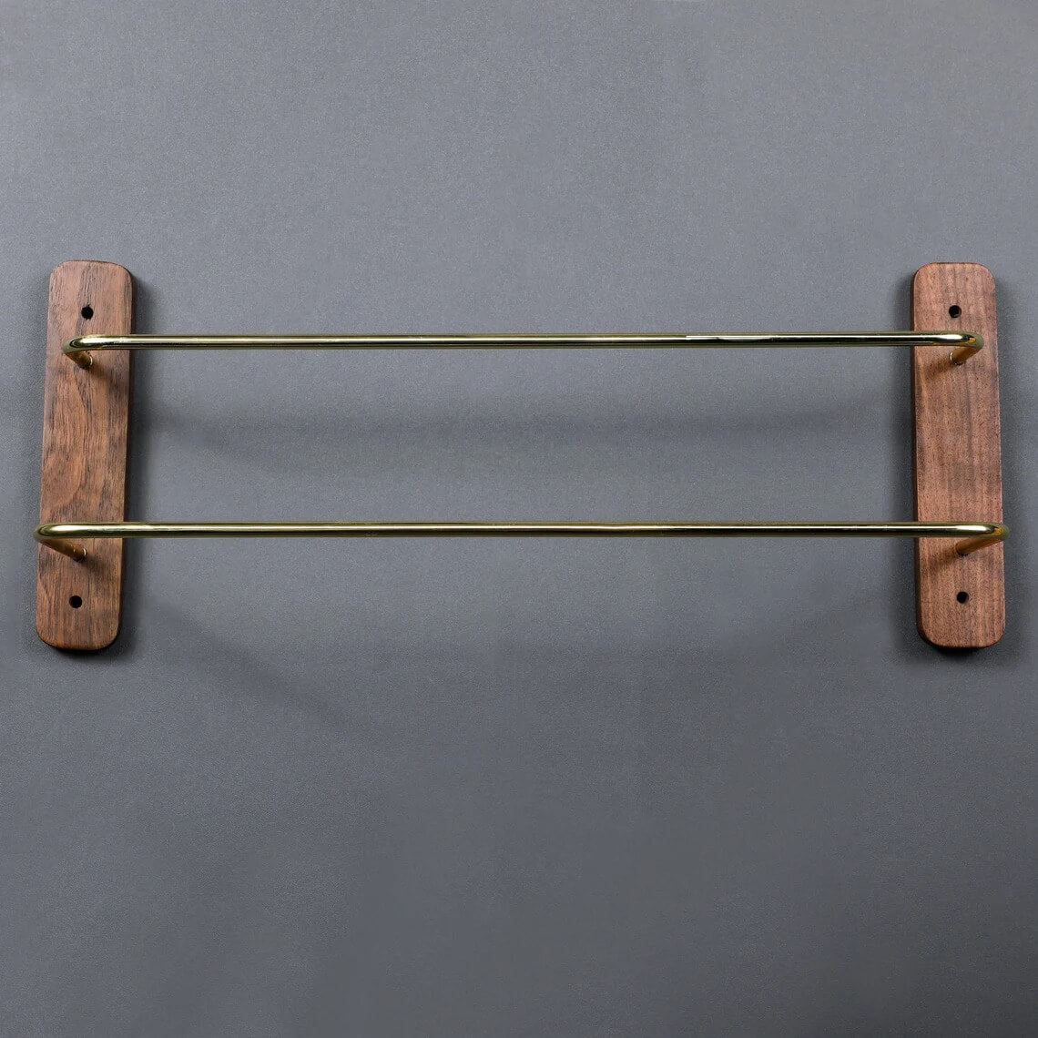 Walnut & Red Oak Wooden Towel Rack — Wall Mount, Multi-Use