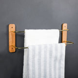 Walnut & Red Oak Wooden Towel Rack — Wall Mount, Multi-Use