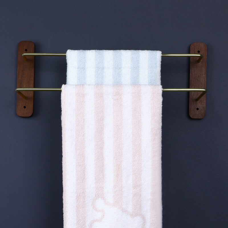 Walnut & Red Oak Wooden Towel Rack — Wall Mount, Multi-Use