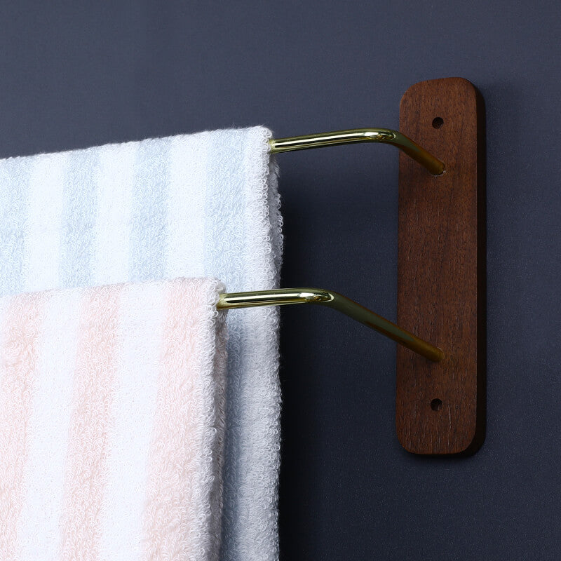 Walnut & Red Oak Wooden Towel Rack — Wall Mount, Multi-Use