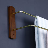 Walnut & Red Oak Wooden Towel Rack — Wall Mount, Multi-Use