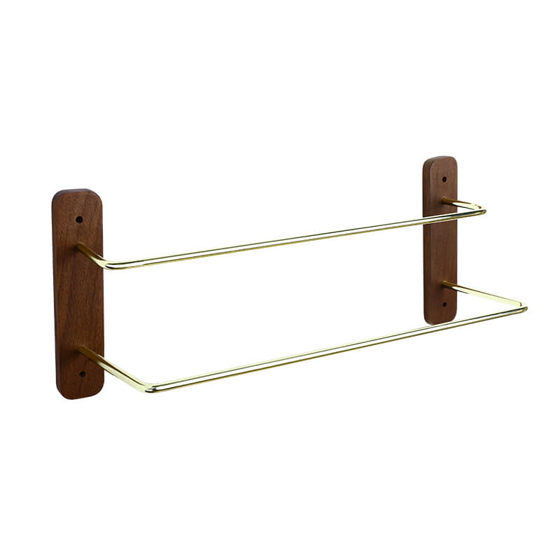 Walnut & Red Oak Wooden Towel Rack — Wall Mount, Multi-Use