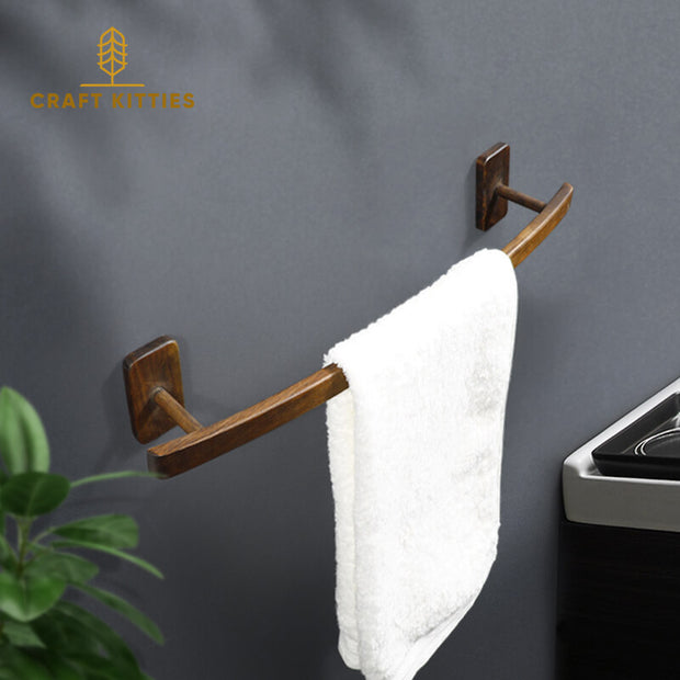 Bathroom-Wall-Mounted-Wooden-Towel-Bar-Holder