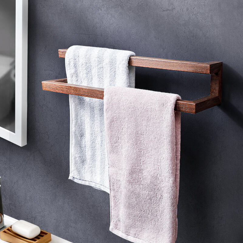 Wall Mounted Wood Towel Bar Holder — Square Hardwood Design