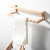 Wooden Towel Bar Holder Wall Mount — Double Layer