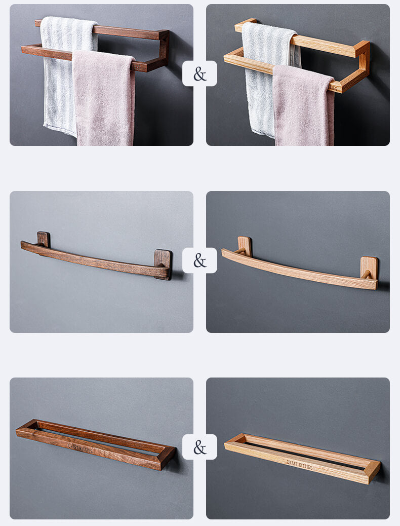 Wooden Towel Bar Holder Wall Mount — Arc Design