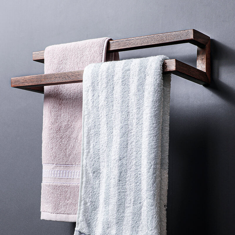 Wall Mounted Wood Towel Bar Holder — Square Hardwood Design