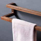 Bathroom Wall Mounted Wooden Towel Bar Holder | Double Layer
