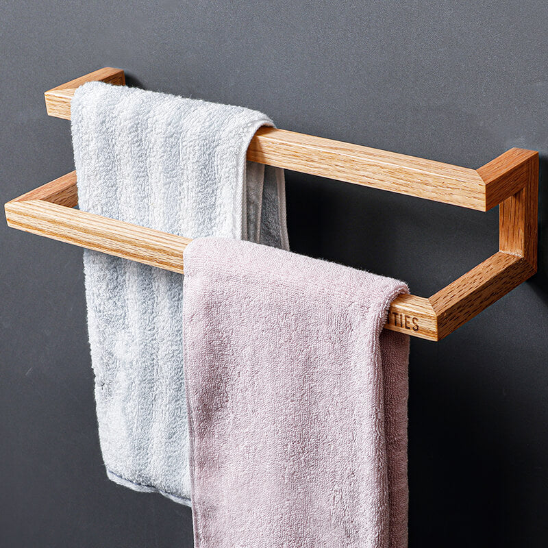Wall Mounted Wood Towel Bar Holder — Square Hardwood Design