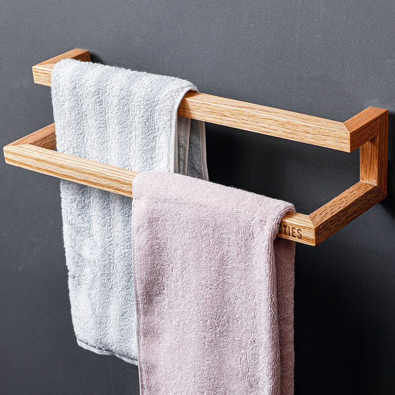 Bathroom Wall Mounted Wooden Towel Bar Holder