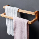 Wooden Towel Bar Holder Wall Mount — Double Layer