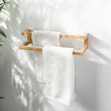 Wall Mounted Wood Towel Bar Holder — Square Hardwood Design